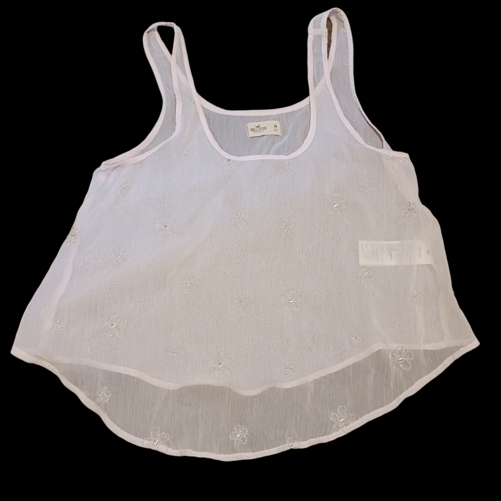 Hollister Abercrombie and Fitch Sheer Embroidered Camisole Medium